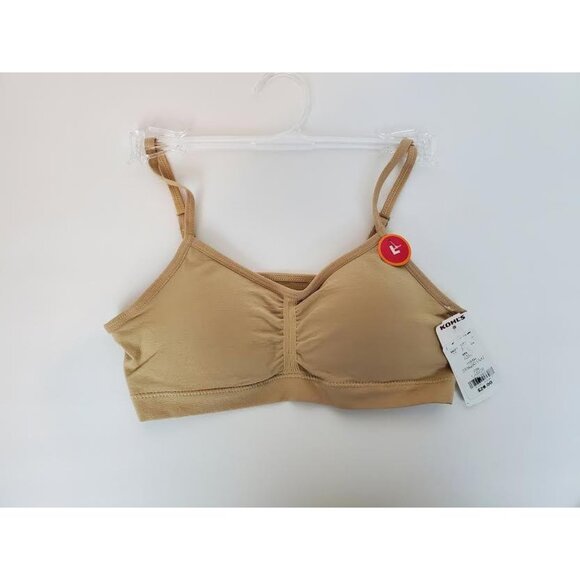 Maidenform Girl Solid Beige Tan Adjustable Straps Training Bra Size Large - Picture 1 of 3